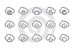 Cloud service and network line icons.